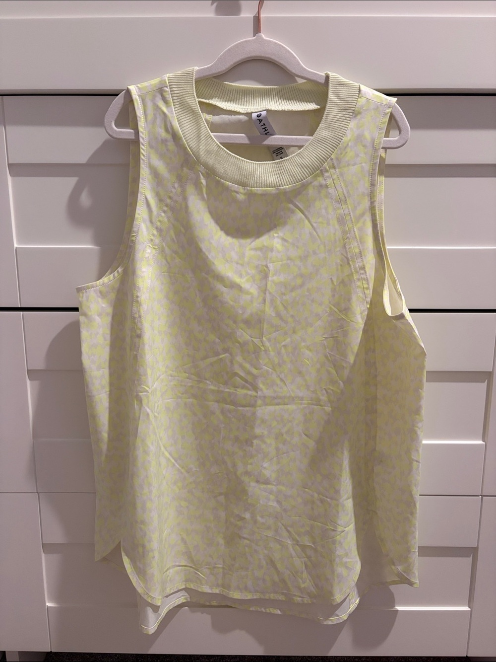 Athleta Pale Yellow Patterned Sleeveless Tank